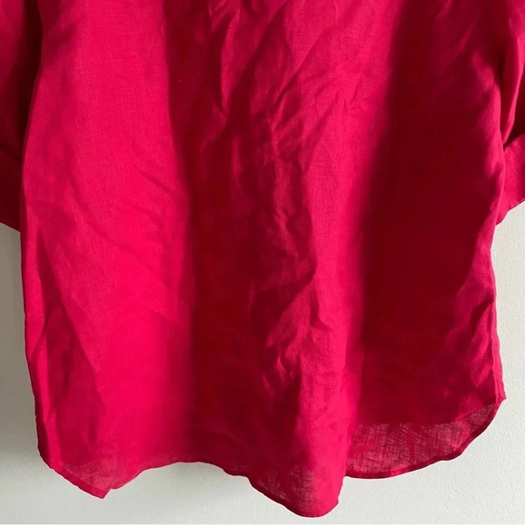 CHICO’S 100% Linen Dark Pink Button  Down Shirt Size 2 - Picture 6 of 12